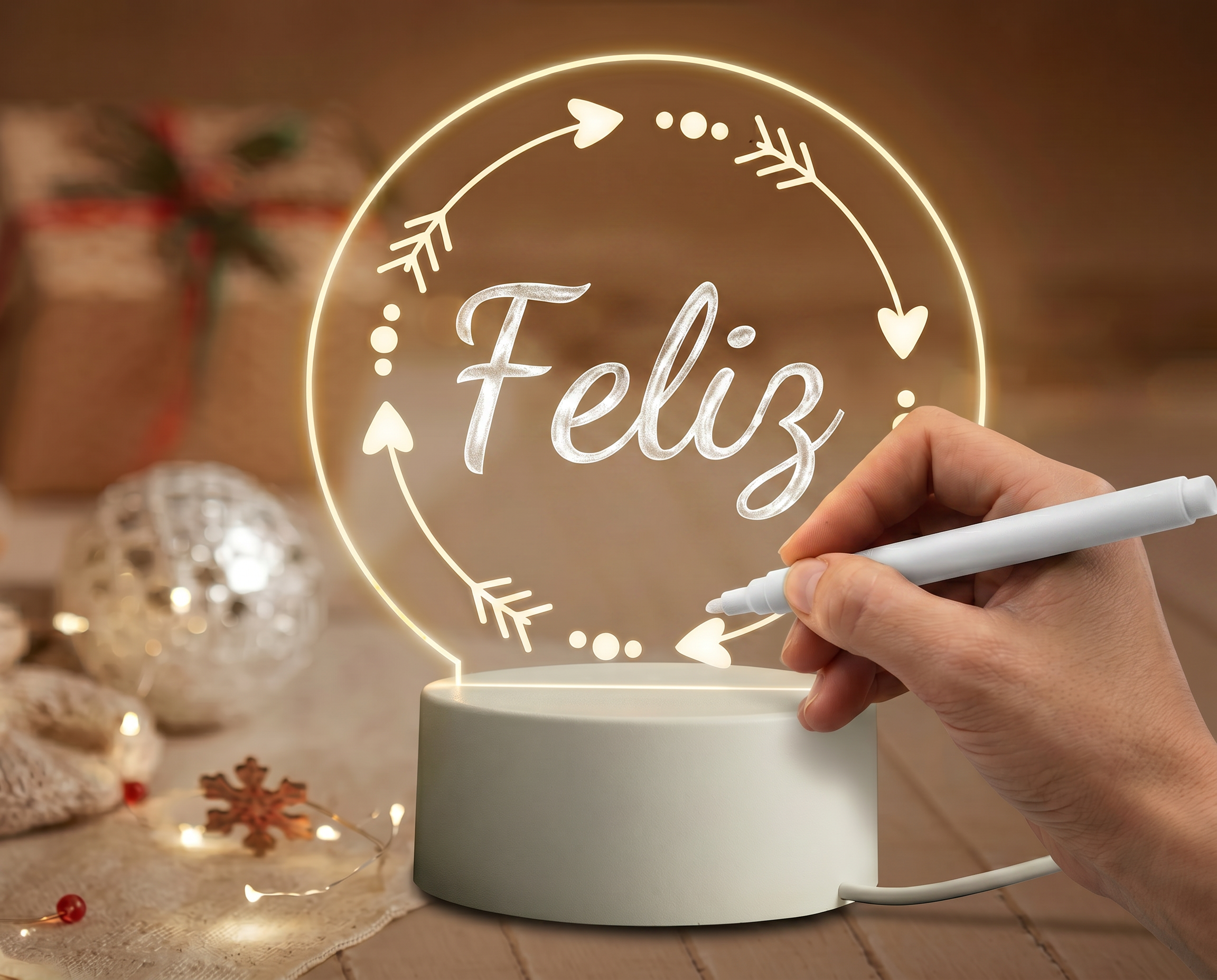 Lámpara personalizada para escribir forma redondo