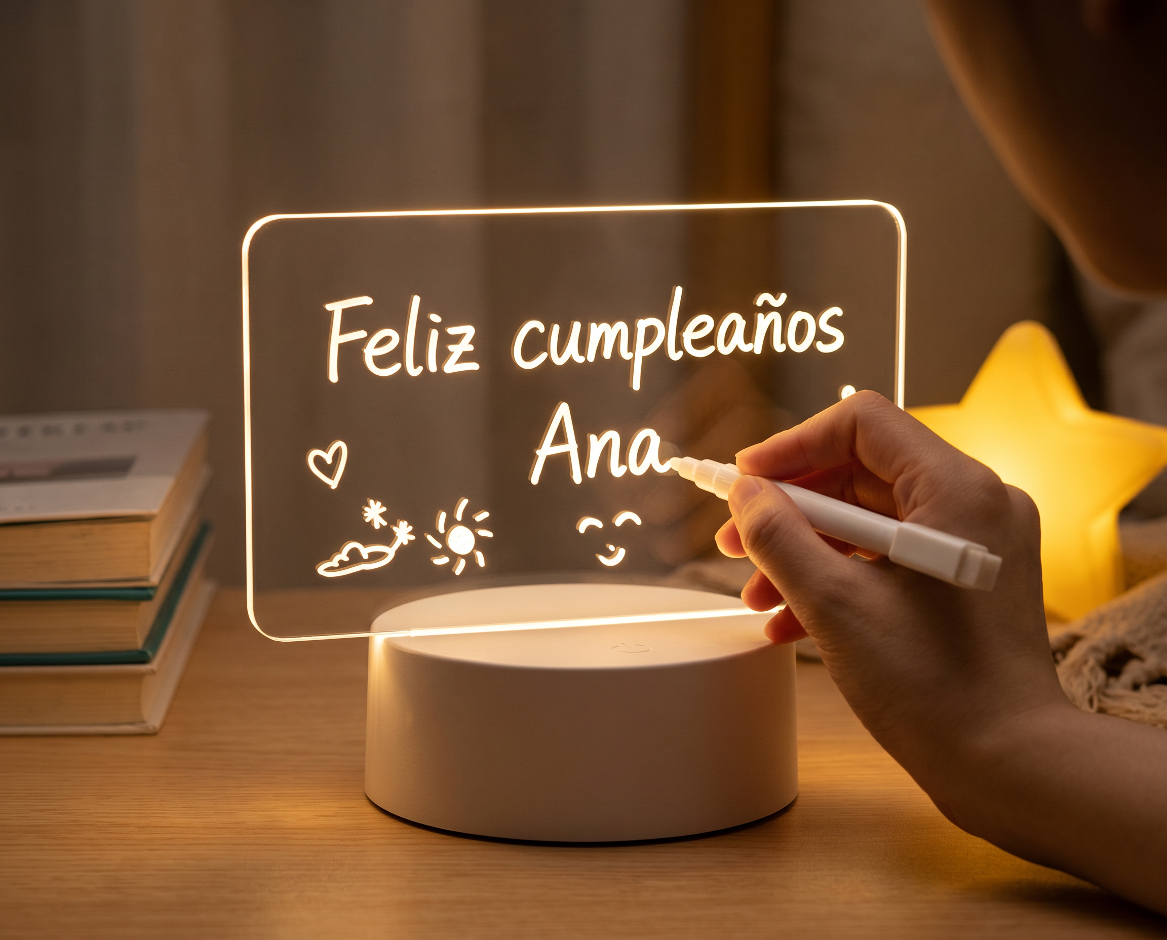 Lampara personalizada para escribir forma rectangular